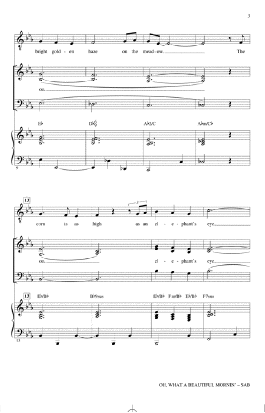 Oh, What A Beautiful Mornin' (from Oklahoma!) 3-Part scores gallery preview page 2