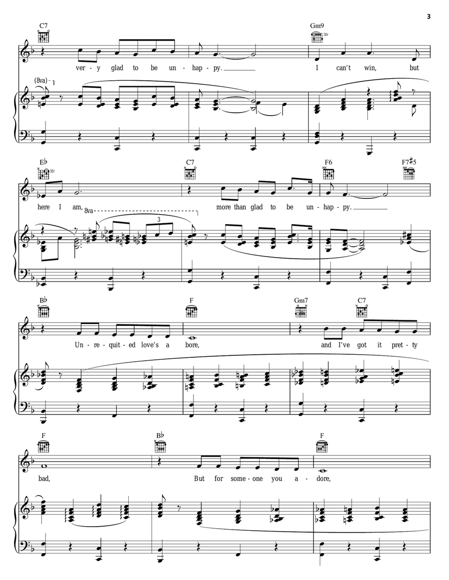 Glad To Be Unhappy Piano, Vocal, Guitar scores gallery preview page 3