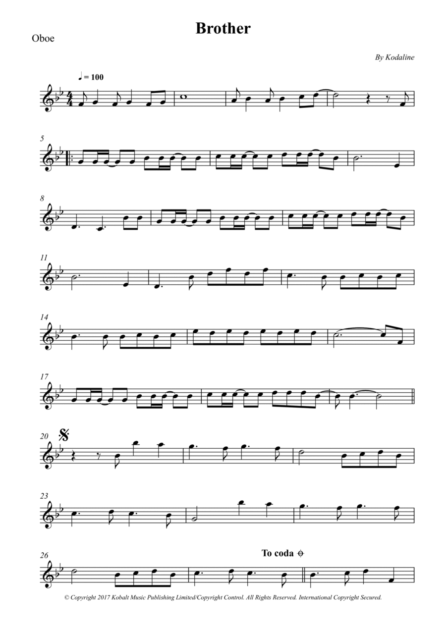 Brother Brother Oboe Solo scores gallery preview page 1