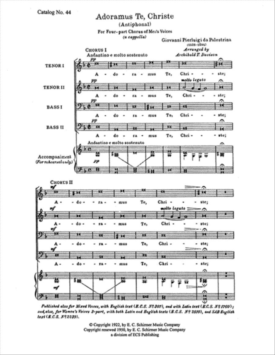 Adoramus te, Christe Adoramus te, Christe TTBB scores gallery preview page 1