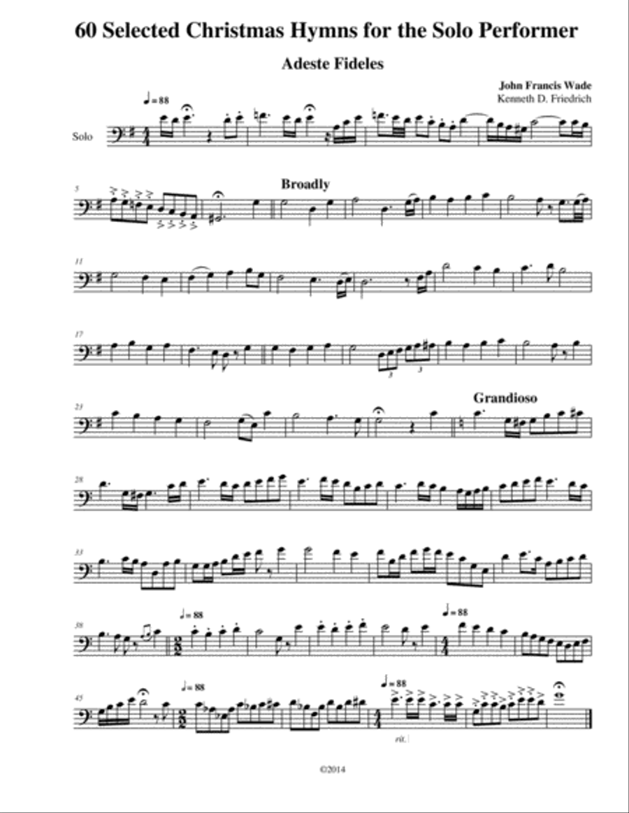 60 Christmas Hymns for the Solo Performer Bassoon Solo scores gallery preview page 3