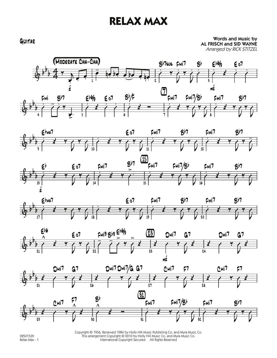 Relax Max (arr. Rick Stitzel) - Guitar Jazz Ensemble scores gallery preview page 1