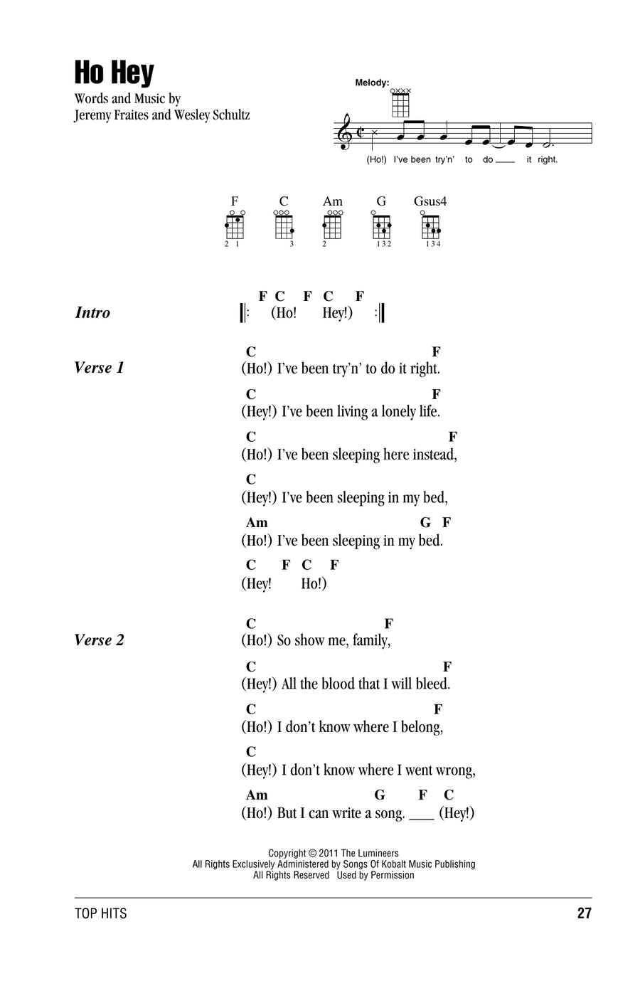Ho Hey Ukulele scores gallery preview page 1