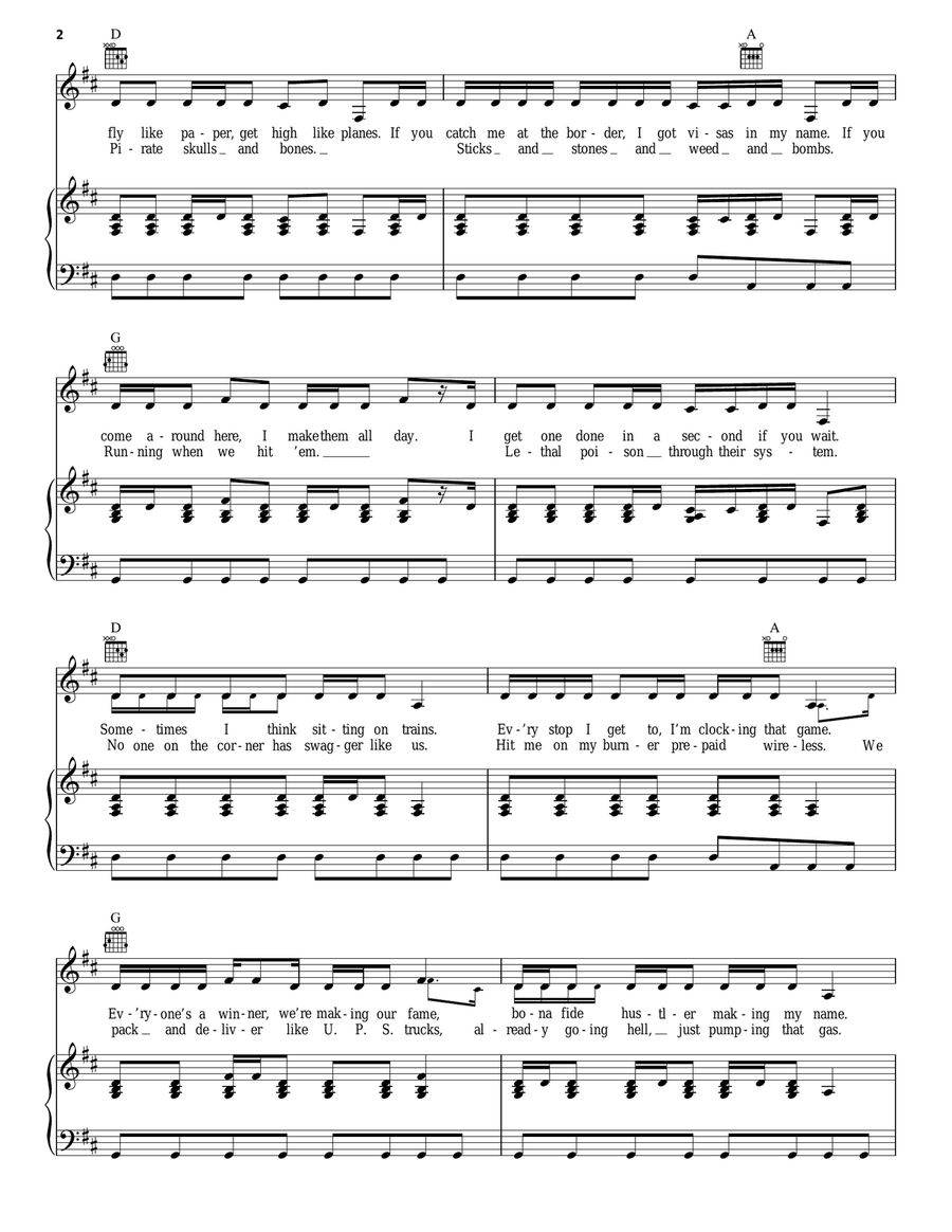 Paper Planes Paper Planes Piano, Vocal, Guitar scores gallery preview page 2