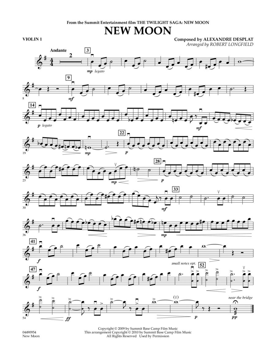 New Moon (The Meadow) - Violin 1 Violin scores gallery preview page 1