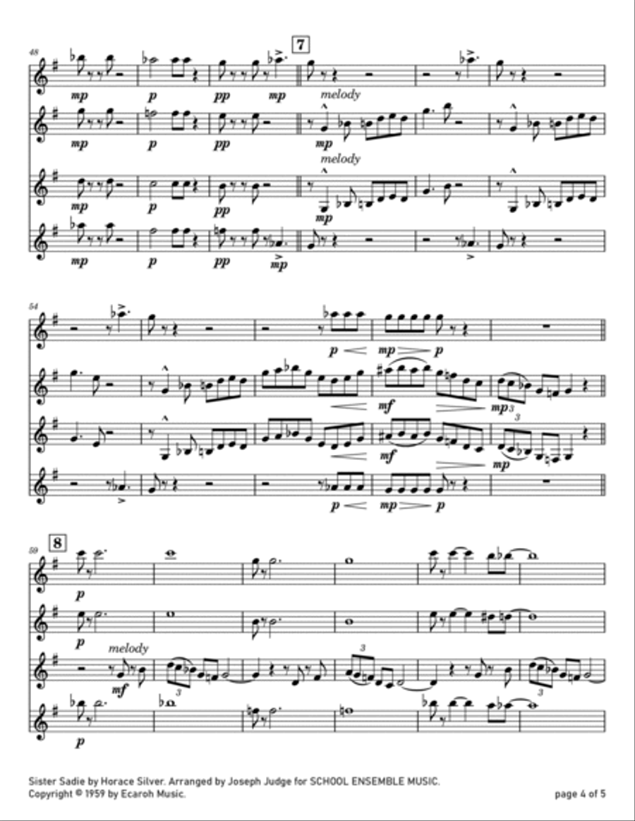 Sister Sadie Sister Sadie Clarinet Quartet scores gallery preview page 4