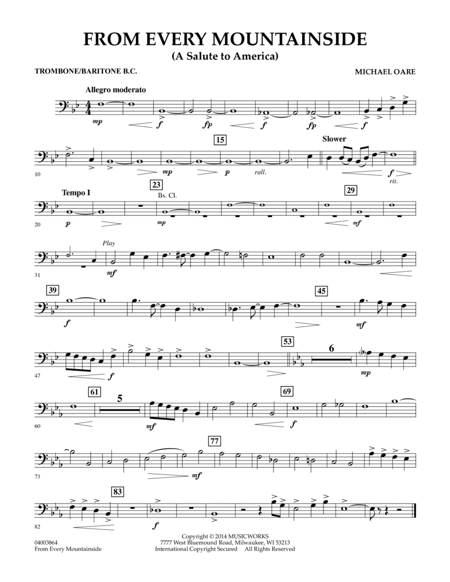From Every Mountainside (A Salute to America) - Trombone/Baritone B.C. Concert Band scores gallery preview page 1