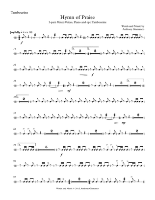 Hymn of Praise (3-part mixed choir, piano, and opt. tambourine) INSTRUMENTAL PARTS