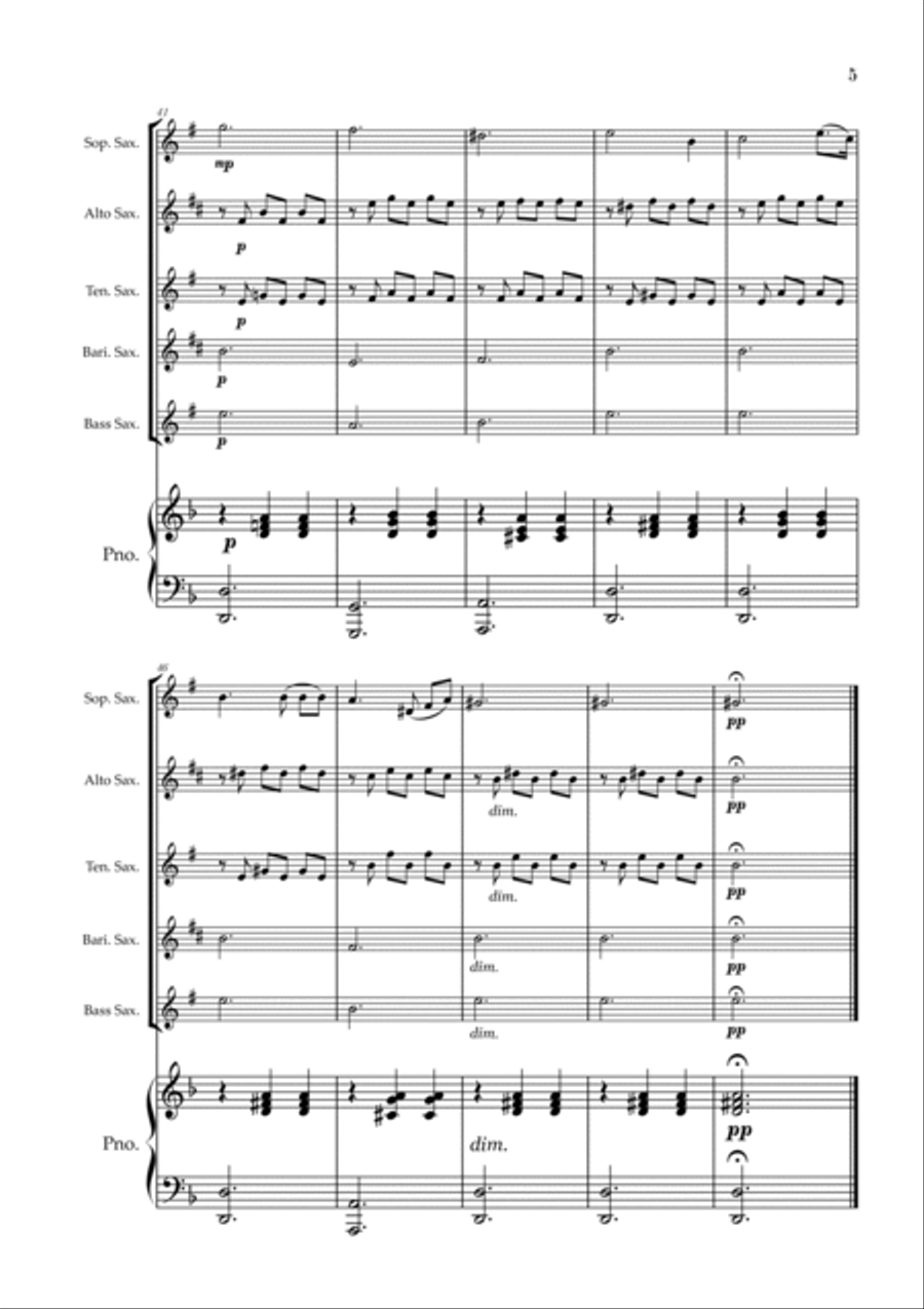 Serenade | Schubert | Saxophone Quintet | Piano Saxophone Quintet scores gallery preview page 5