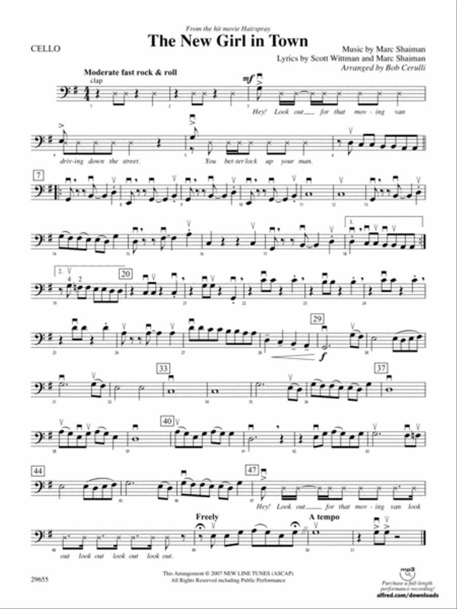 The New Girl in Town (from Hairspray): Cello String Orchestra scores gallery preview page 1