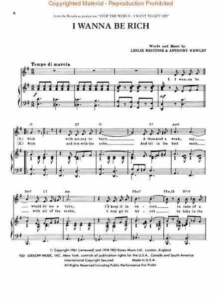 Stop the World - I Want to Get Off by Anthony Newley Piano, Vocal, Guitar - Sheet Music