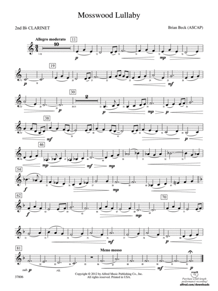 Mosswood Lullaby: 2nd B-flat Clarinet
