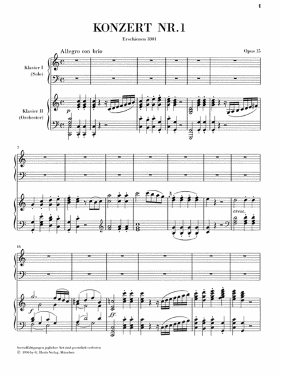 Concerto for Piano and Orchestra C Major Op. 15, No. 1 Piano Solo scores gallery preview page 2