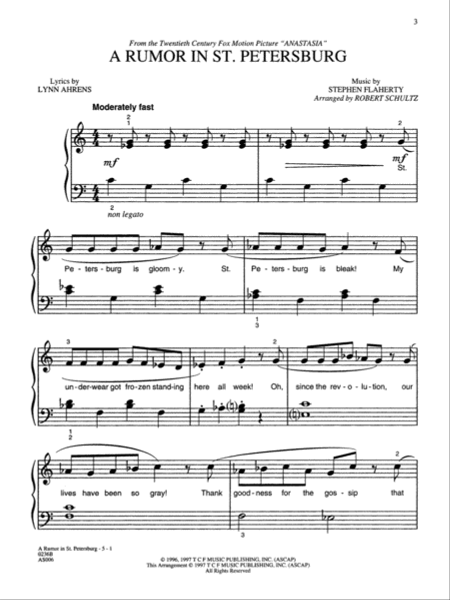 Selections from Anastasia Easy Piano scores gallery preview page 6