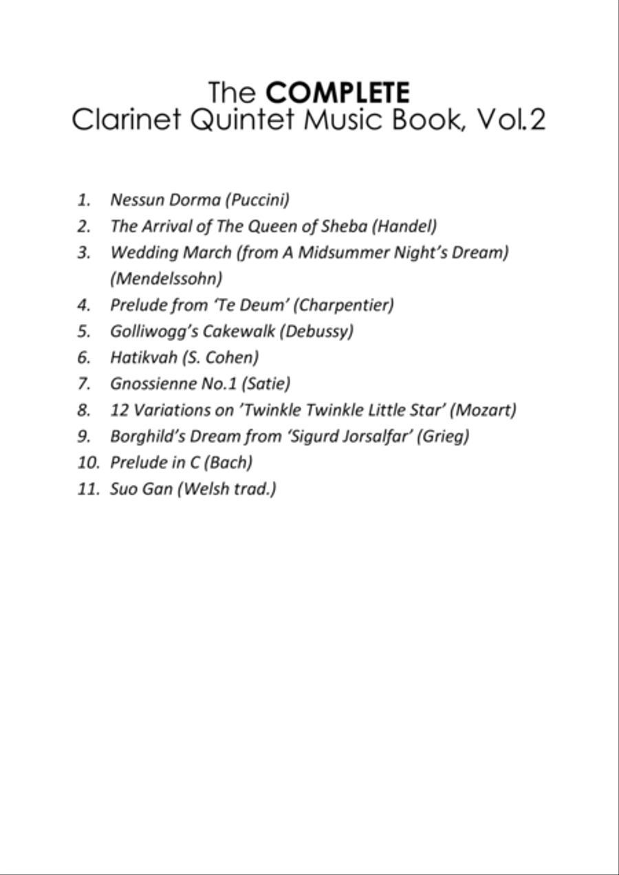 COMPLETE clarinet quintet music mega-bundle book - pack of 26 essential pieces (volumes 1 and 2) Clarinet Quintet scores gallery preview page 4