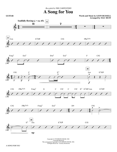 A Song For You (arr. Mac Huff) - Guitar