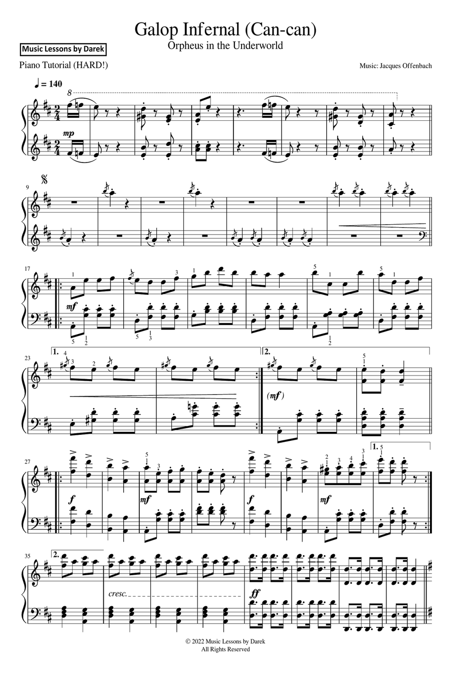 Galop Infernal (Can-can) (HARD PIANO) Orpheus in the Underworld [Jacques Offenbach] Piano Solo scores gallery preview page 1