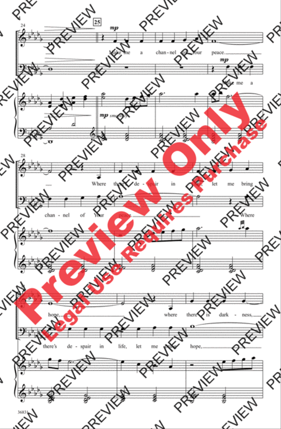 Make Me a Channel of Your Peace 4-Part scores gallery preview page 4