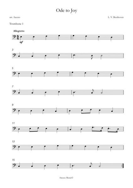 ode to joy in c for trombone duet sheet music image number null