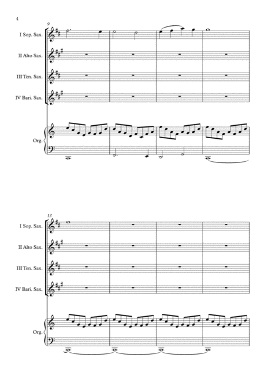 Mr. Bean Animated Series Theme Saxophone Quartet scores gallery preview page 5