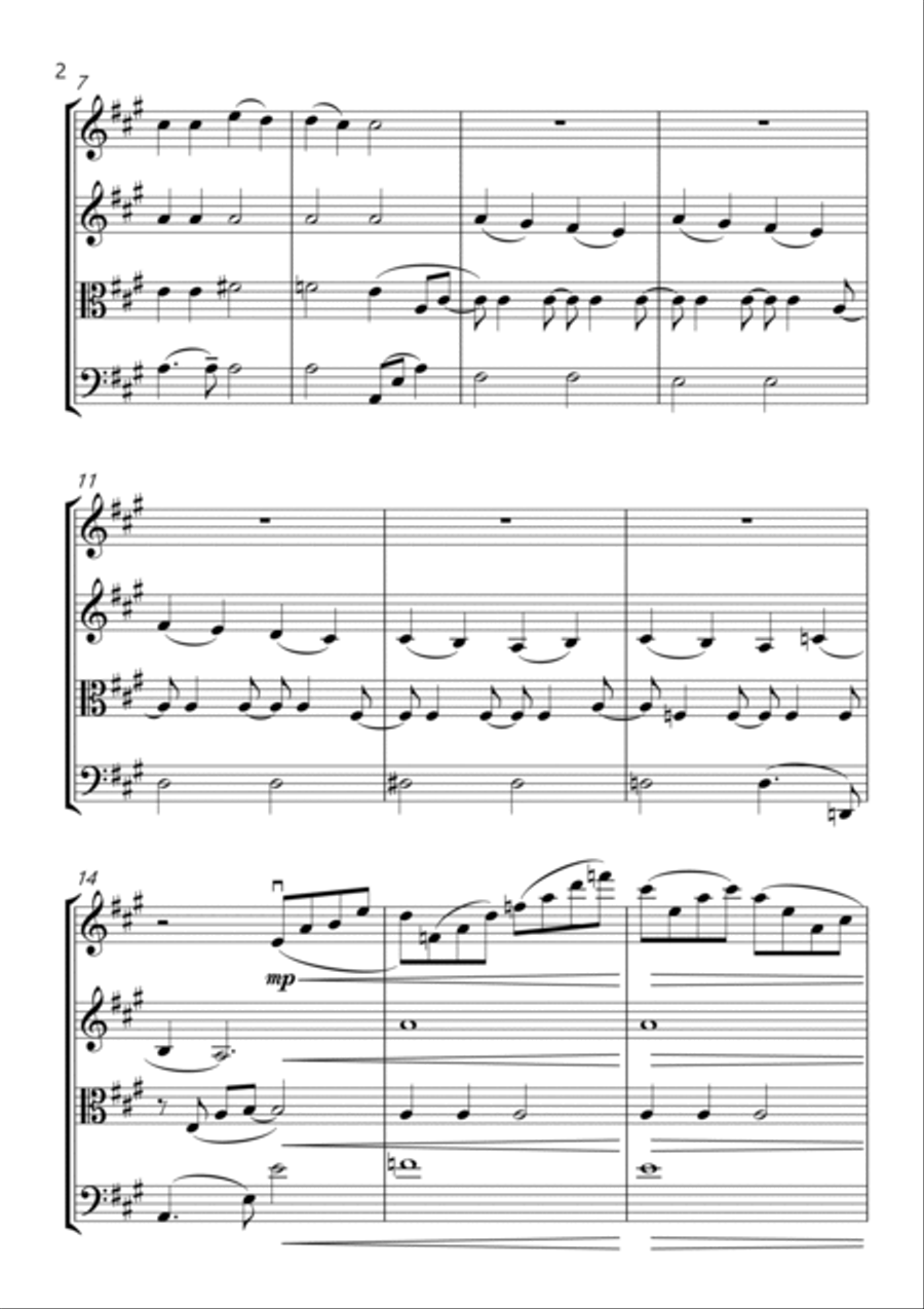 Glasgow Love Theme String Quartet scores gallery preview page 2