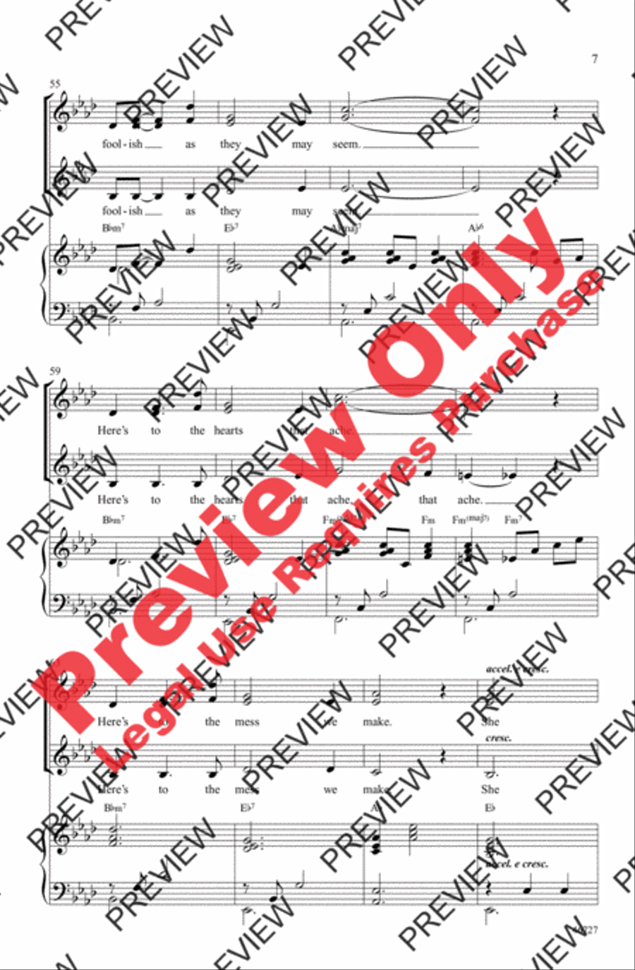 Audition (The Fools Who Dream) Women's Choir scores gallery preview page 7