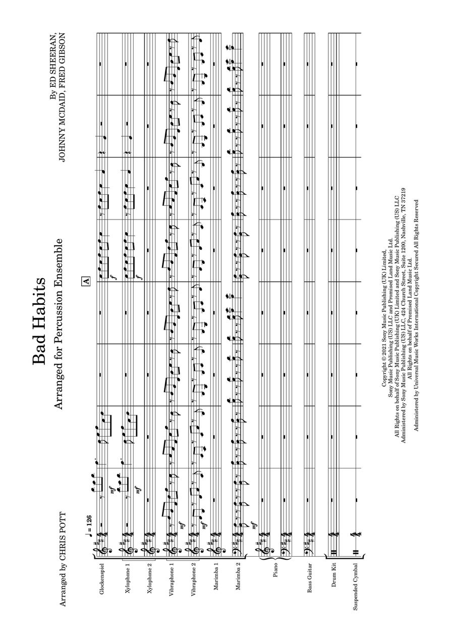 Bad Habits Percussion Ensemble scores gallery preview page 2