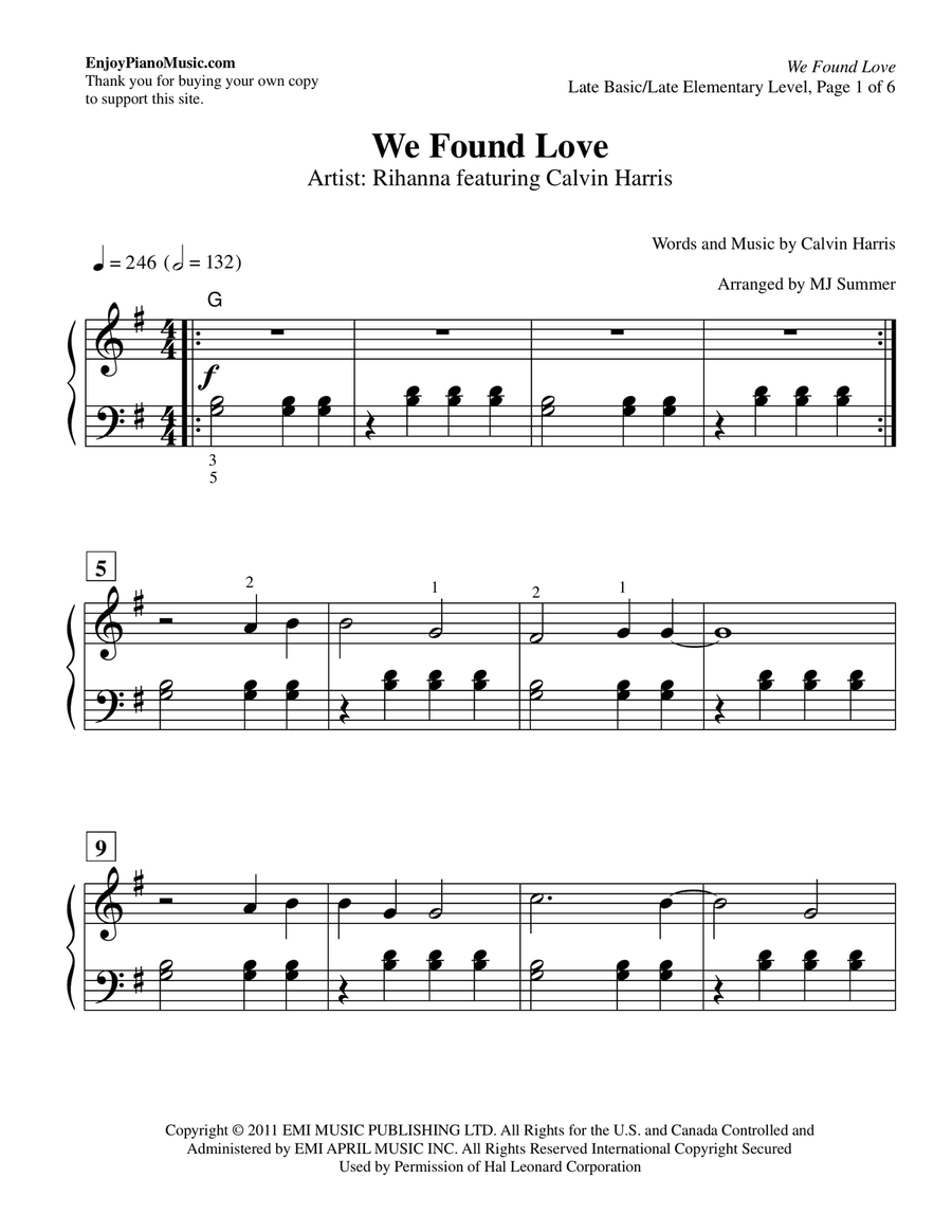 We Found Love We Found Love Piano Method scores gallery preview page 2