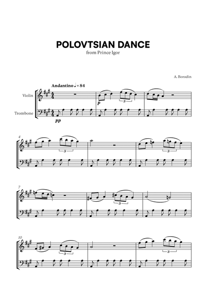 Polovtsian Dance (from Prince Igor) (for Violin and Trombone) image number null
