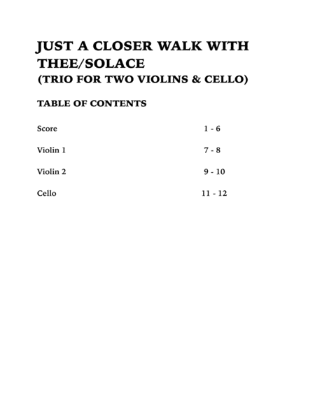 Just a Closer Walk with Thee (in G major): String Trio for Two Violins and Cello image number null