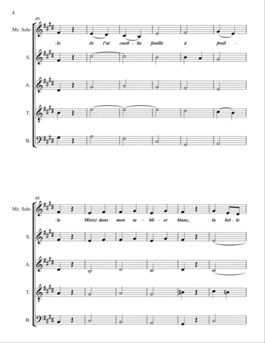 J'AI CUEILLI LA BELLE ROSE 4-Part scores gallery preview page 4