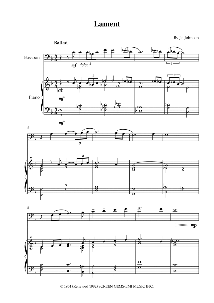 Lament Bassoon scores gallery preview page 1