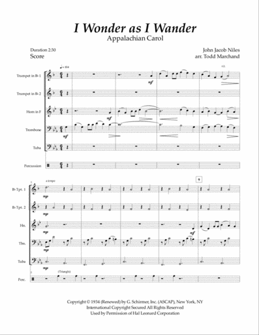 I Wonder As I Wander I Wonder As I Wander Horn scores gallery preview page 2