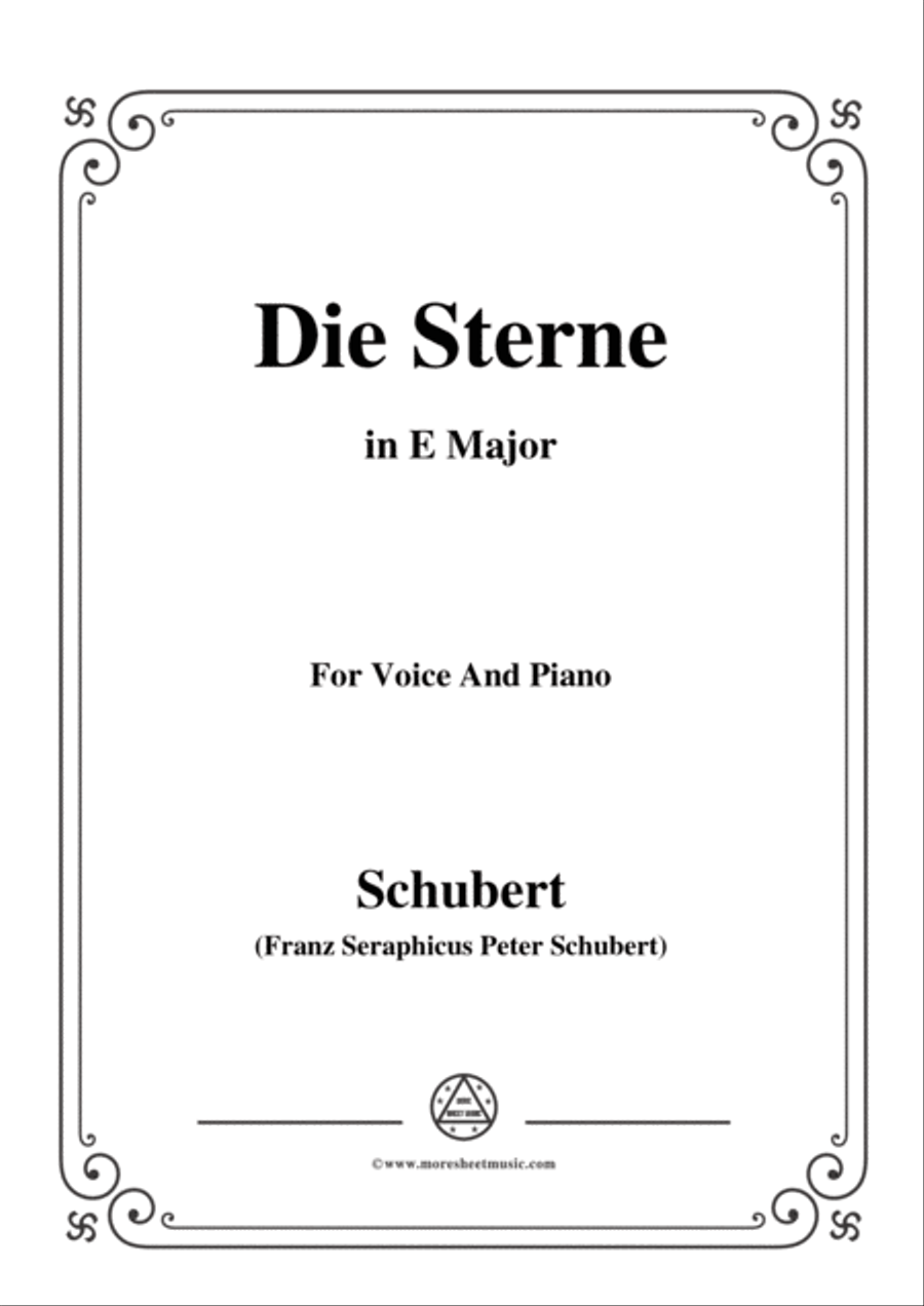 Schubert-Die Sterne,in E Major,D.684,for Voice and Piano Voice Solo scores gallery preview page 1
