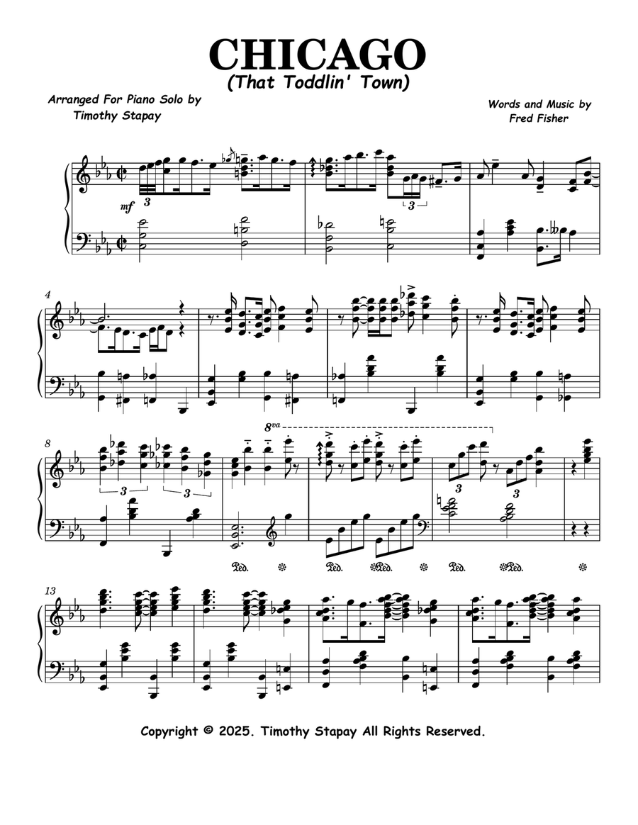 Chicago (That Toddlin' Town) Piano Solo scores gallery preview page 1