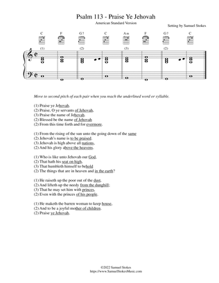 Psalm 113 ASV for cantor and accompaniment instrument