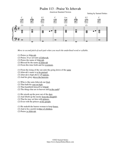 Psalm 113 ASV for cantor and accompaniment instrument