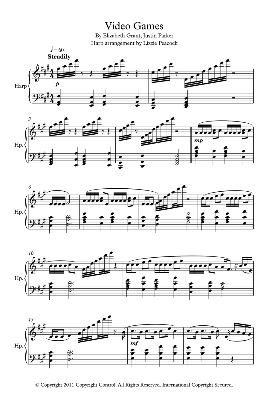 Video Games Pedal Harp scores gallery preview page 1