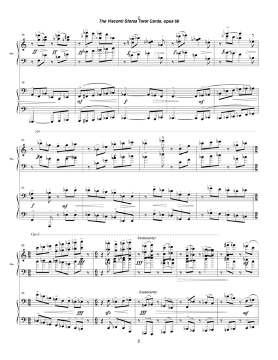 Visconti Sforza Tarot Cards, opus 66 ... Twenty Two Salon Pieces For Two Pianos (1996) 12 La Fortezz 2 Pianos, 4-Hands scores gallery preview page 2