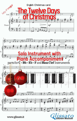 The twelve days of Christmas - Solo with easy Piano acc. (key F)