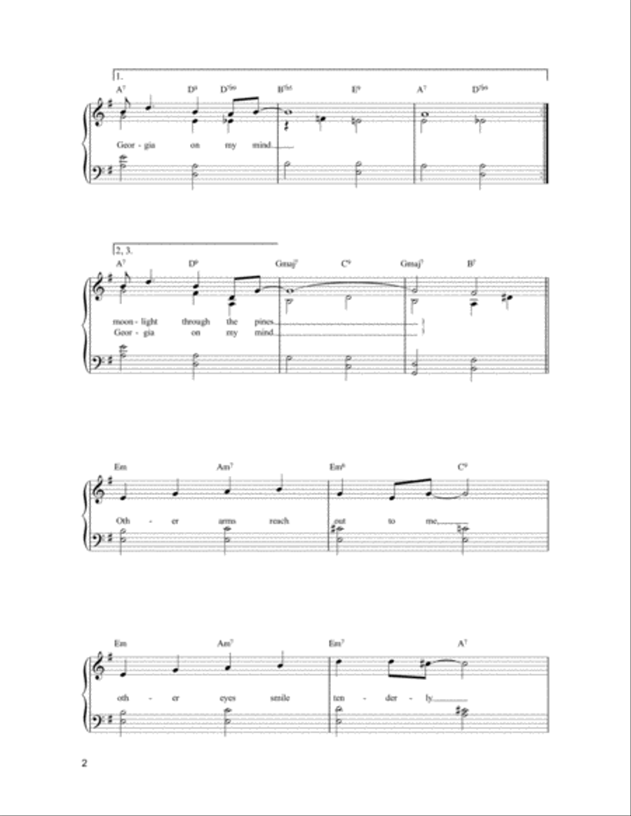 Georgia On My Mind Easy Piano scores gallery preview page 2