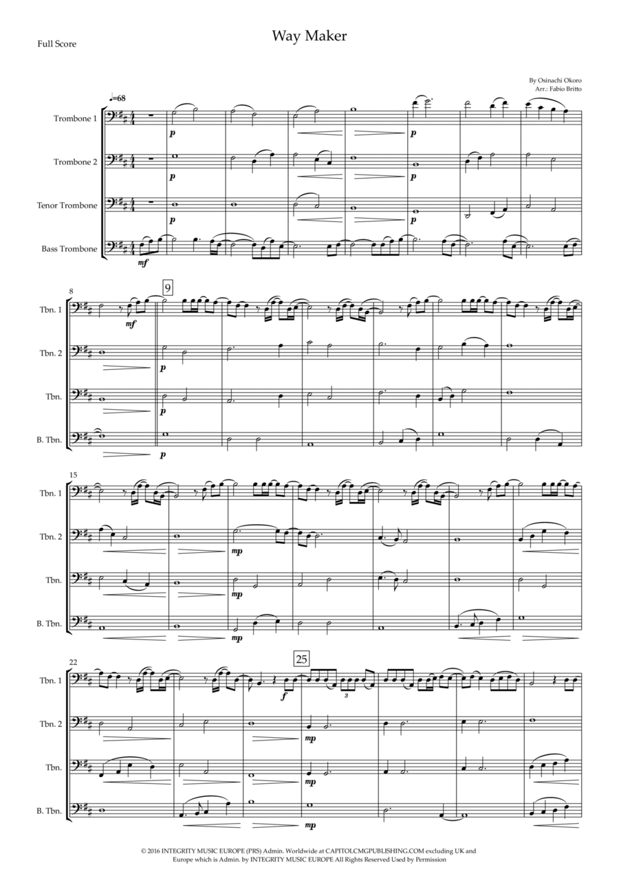 Way Maker Way Maker Brass Ensemble scores gallery preview page 1