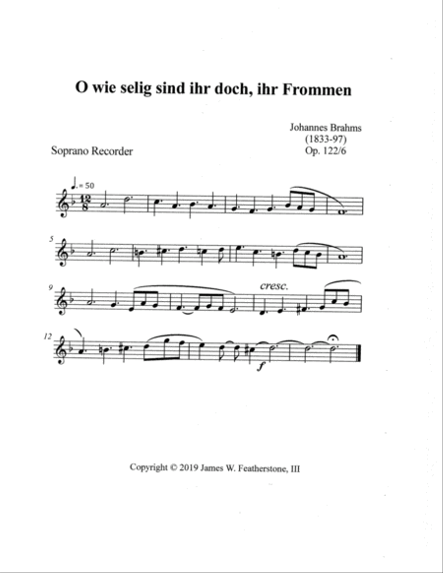 O wie selig sind ihr doch, ihr Frommen Recorder scores gallery preview page 4