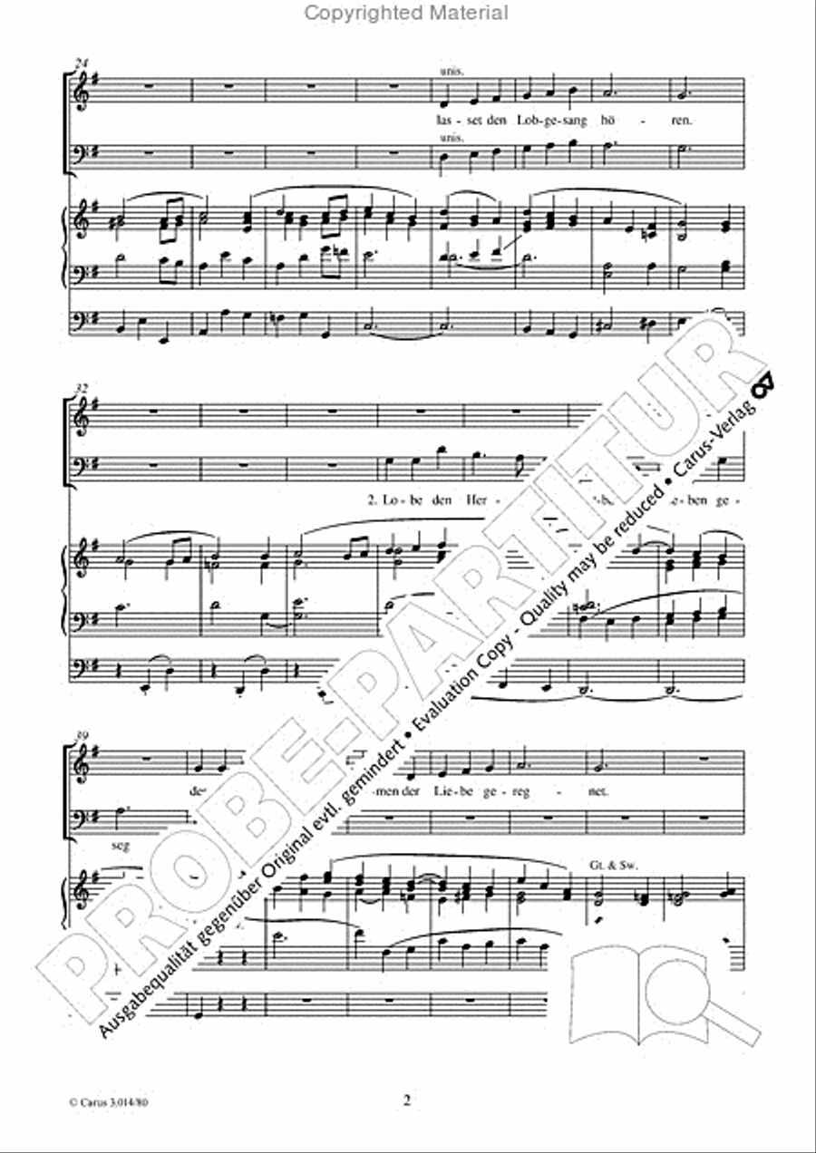 Praise to the Lord (Lobe den Herren) 4-Part scores gallery preview page 3