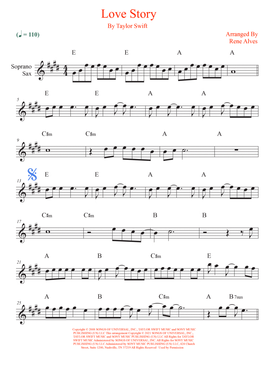Love Story Soprano Saxophone scores gallery preview page 1