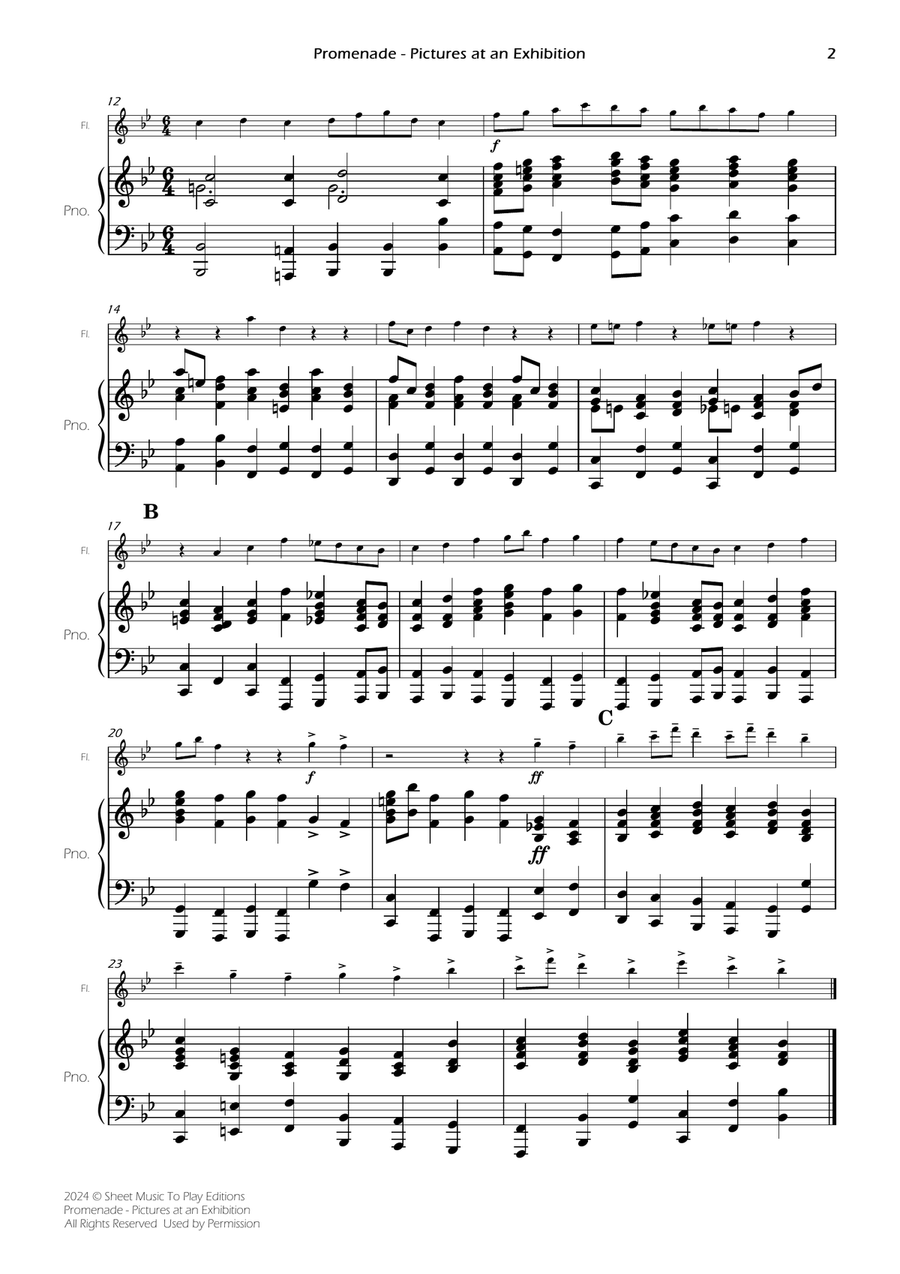 Pictures at an Exhibition - Promenade - Flute and Piano (Full Score and Parts) image number null