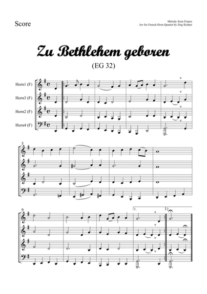 Zu Bethlehem geboren (EG 32) für Horn Quartett image number null