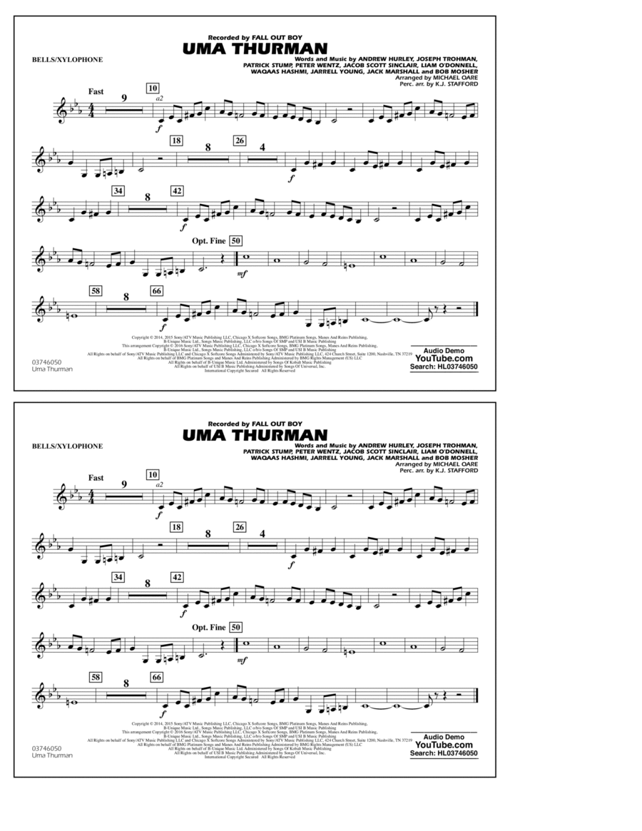 Uma Thurman - Bells/Xylophone Percussion scores gallery preview page 1
