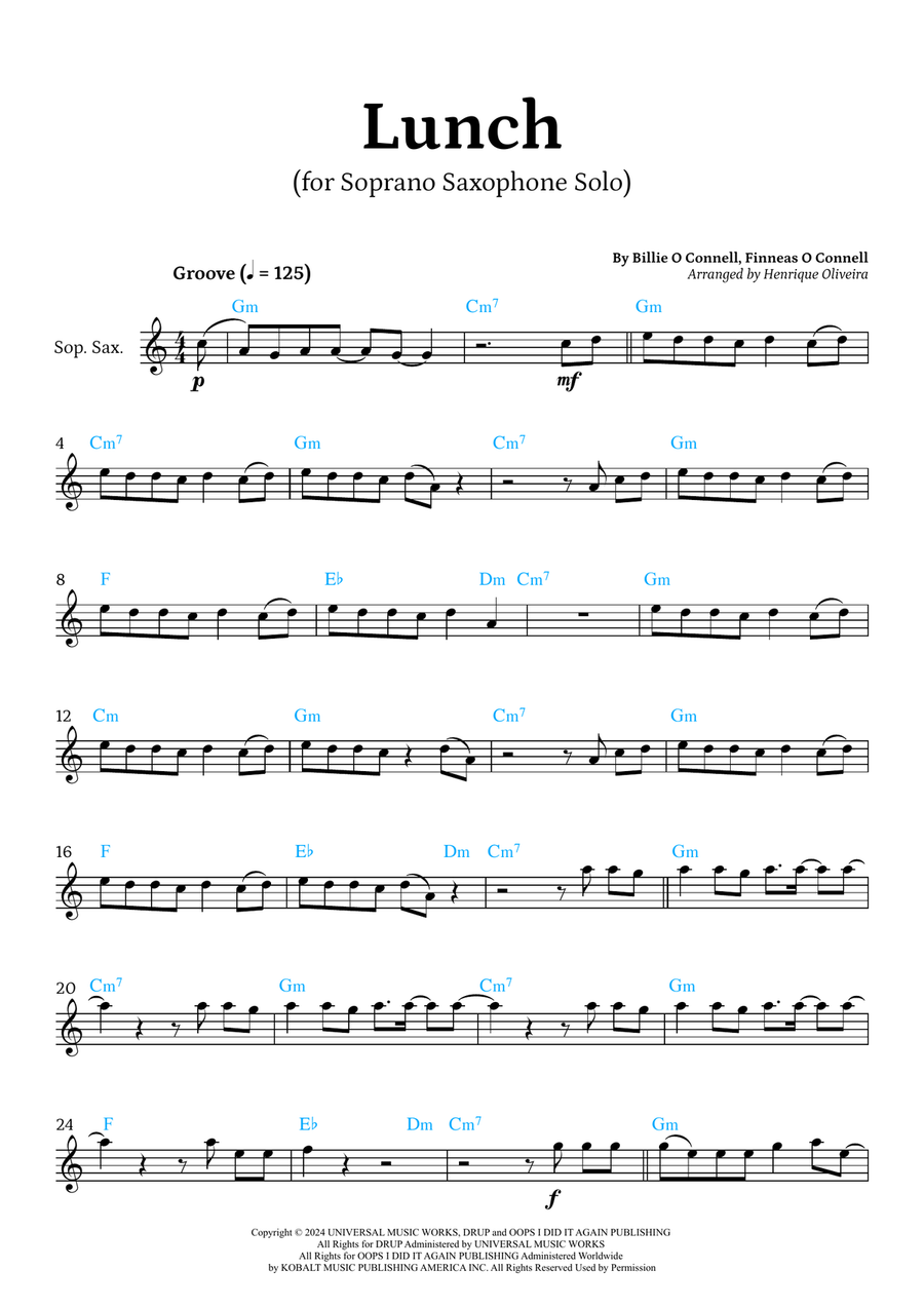 Lunch Soprano Saxophone scores gallery preview page 1