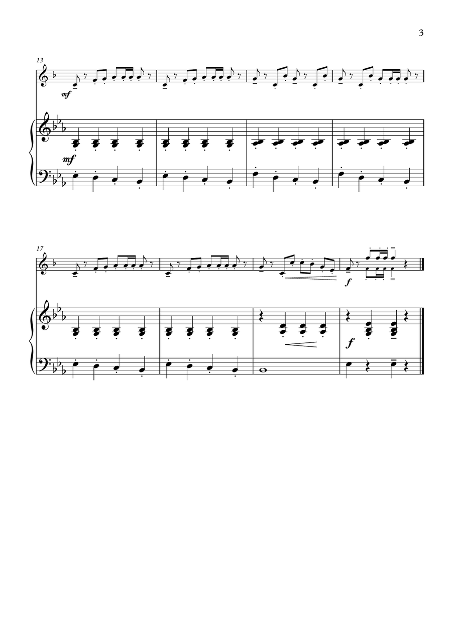 Three Easy Pieces for Trumpet and Piano B-Flat Trumpet scores gallery preview page 3